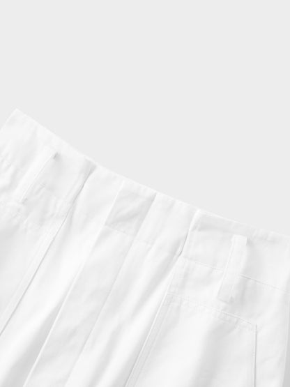 Belted Cotton Cargo Skirt-White