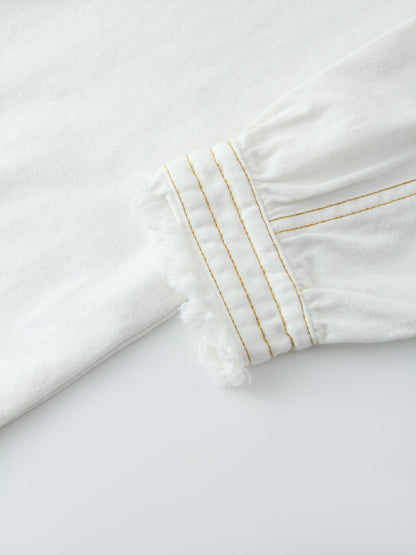 Denim Trapeze Top-White Denim