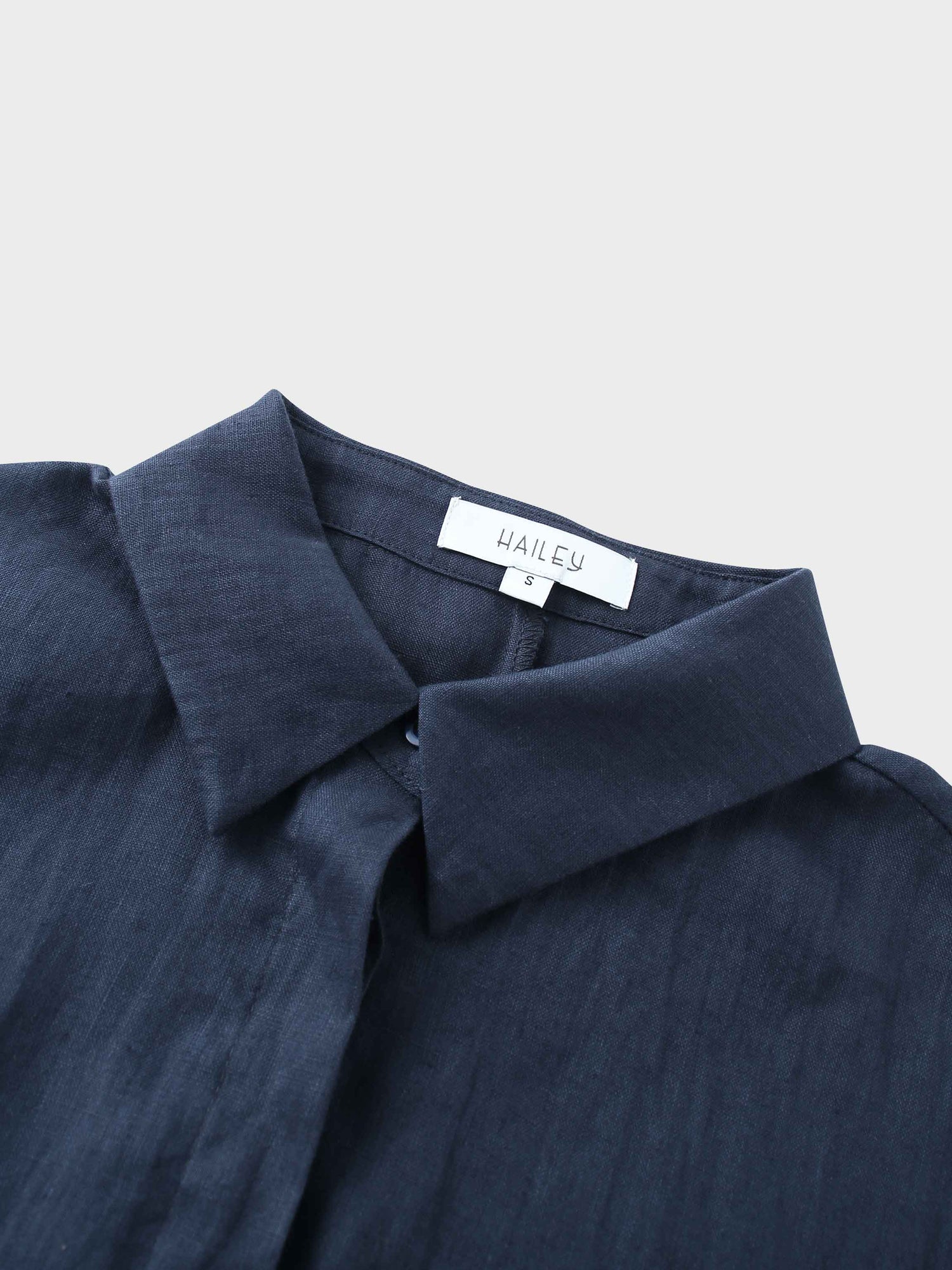Drawstring Button Down Linen Top-Navy