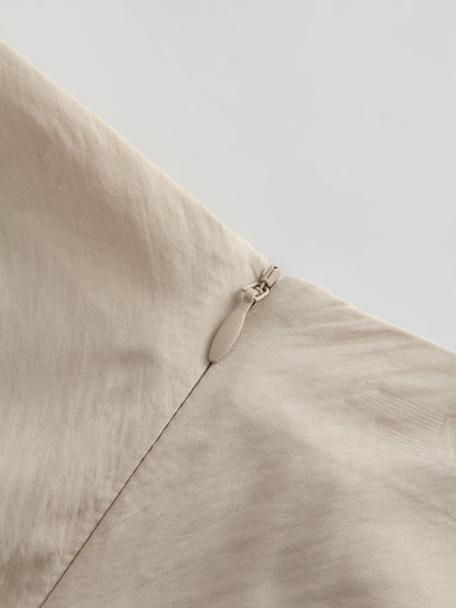Crinkle Cotton Skirt 38"-Tan