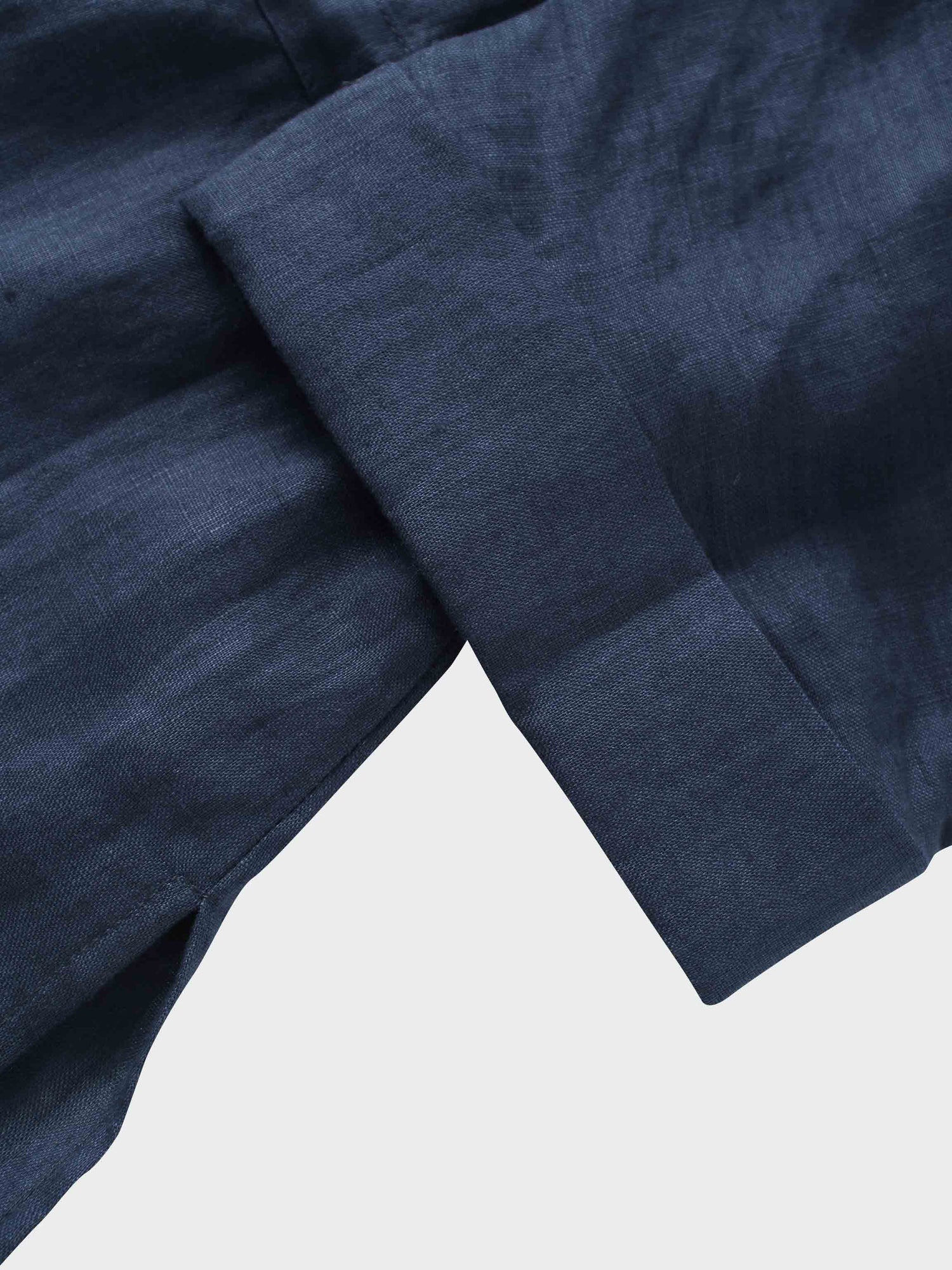 Drawstring Button Down Linen Top-Navy