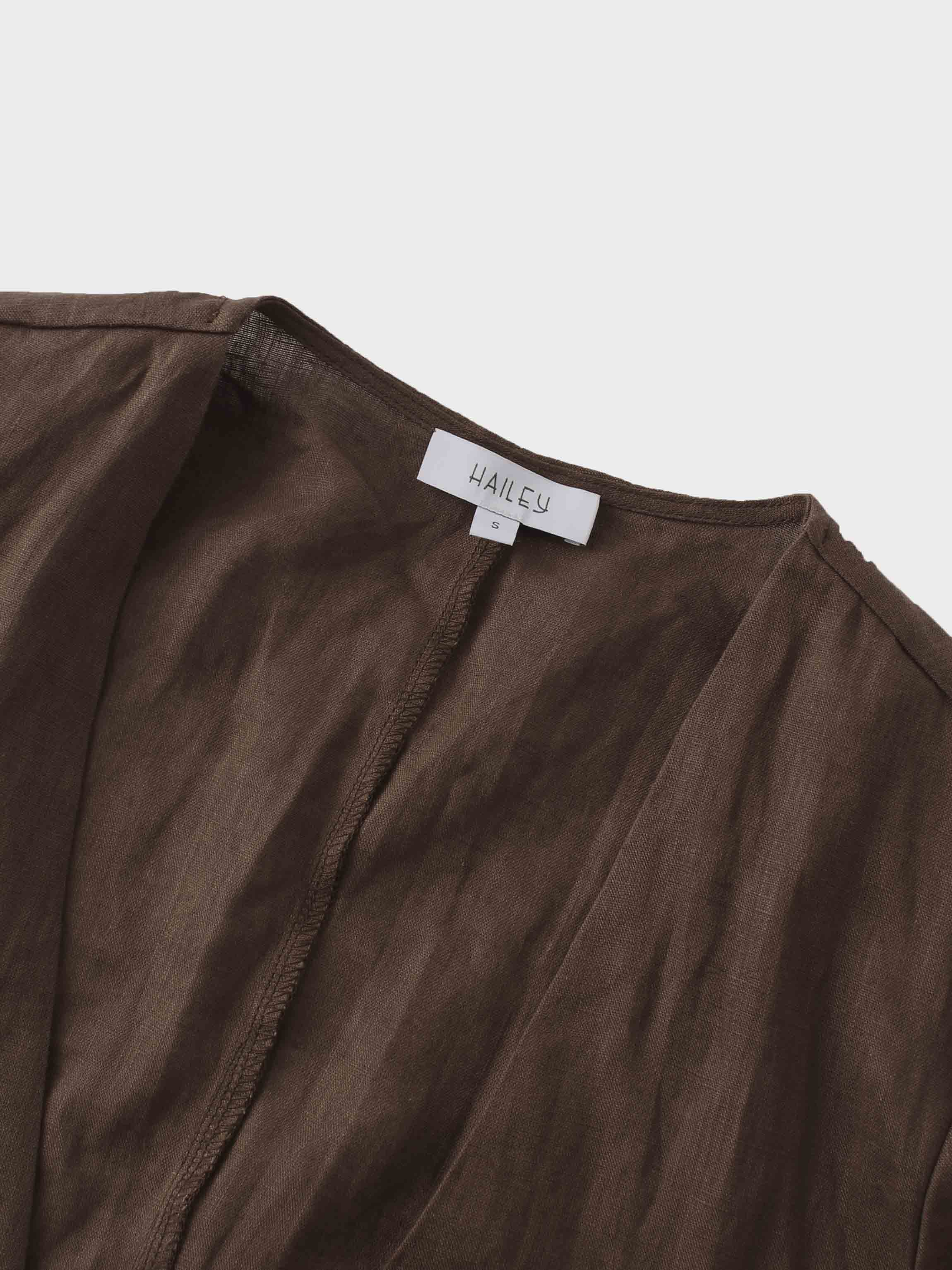 Linen Blazer-Brown