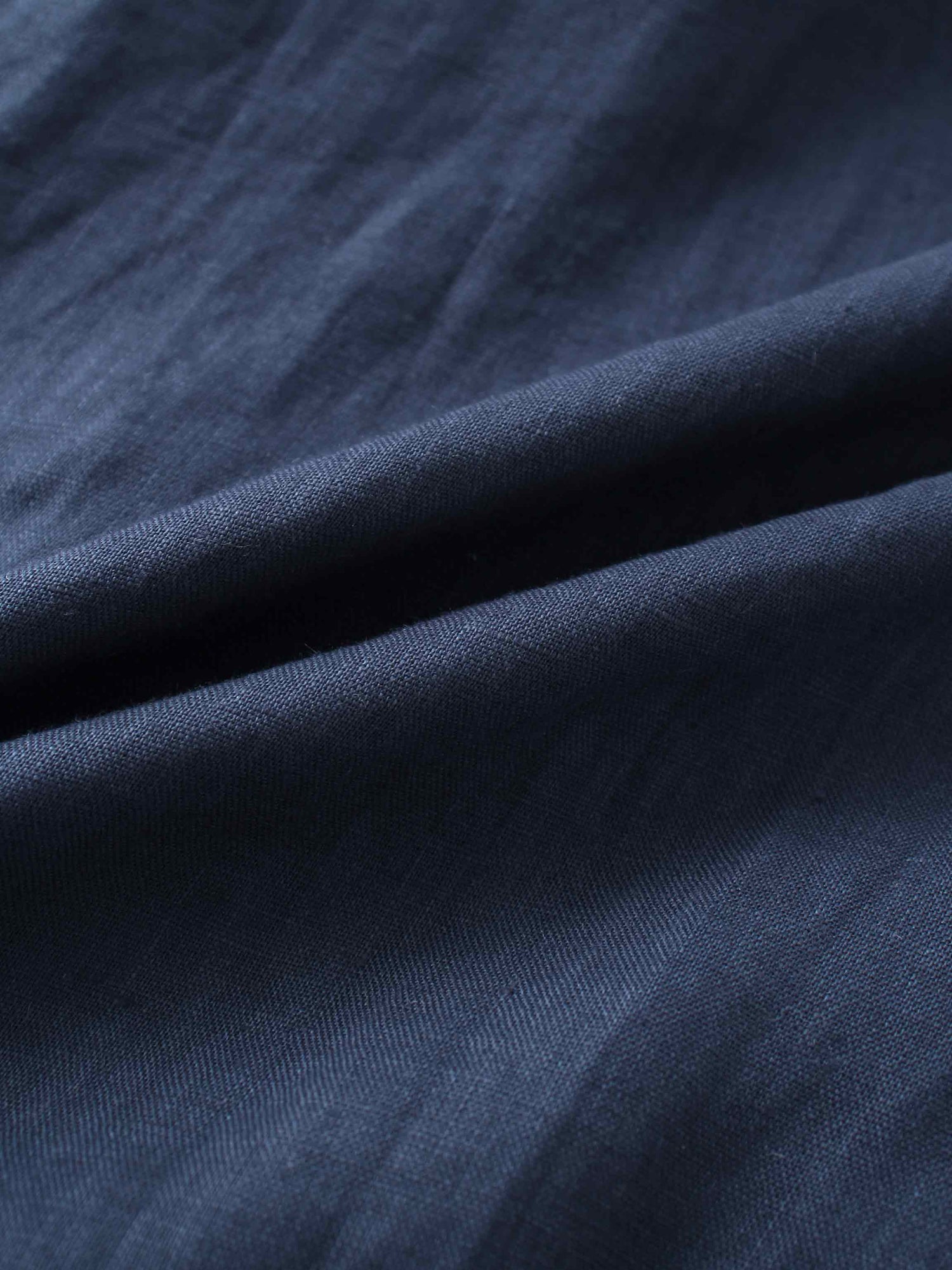 Drawstring Button Down Linen Top-Navy