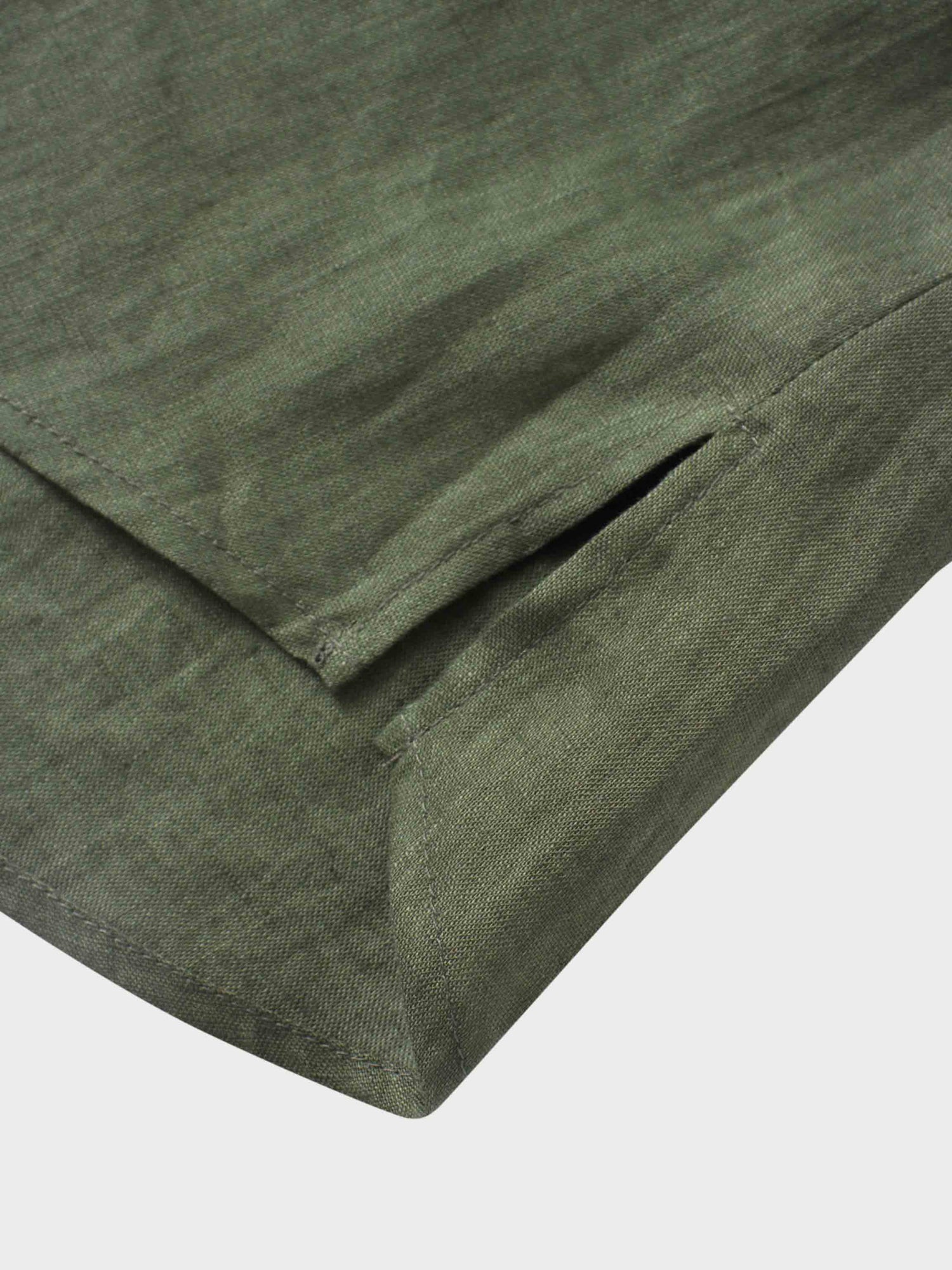 Drawstring Button Down Linen Top-Olive Green