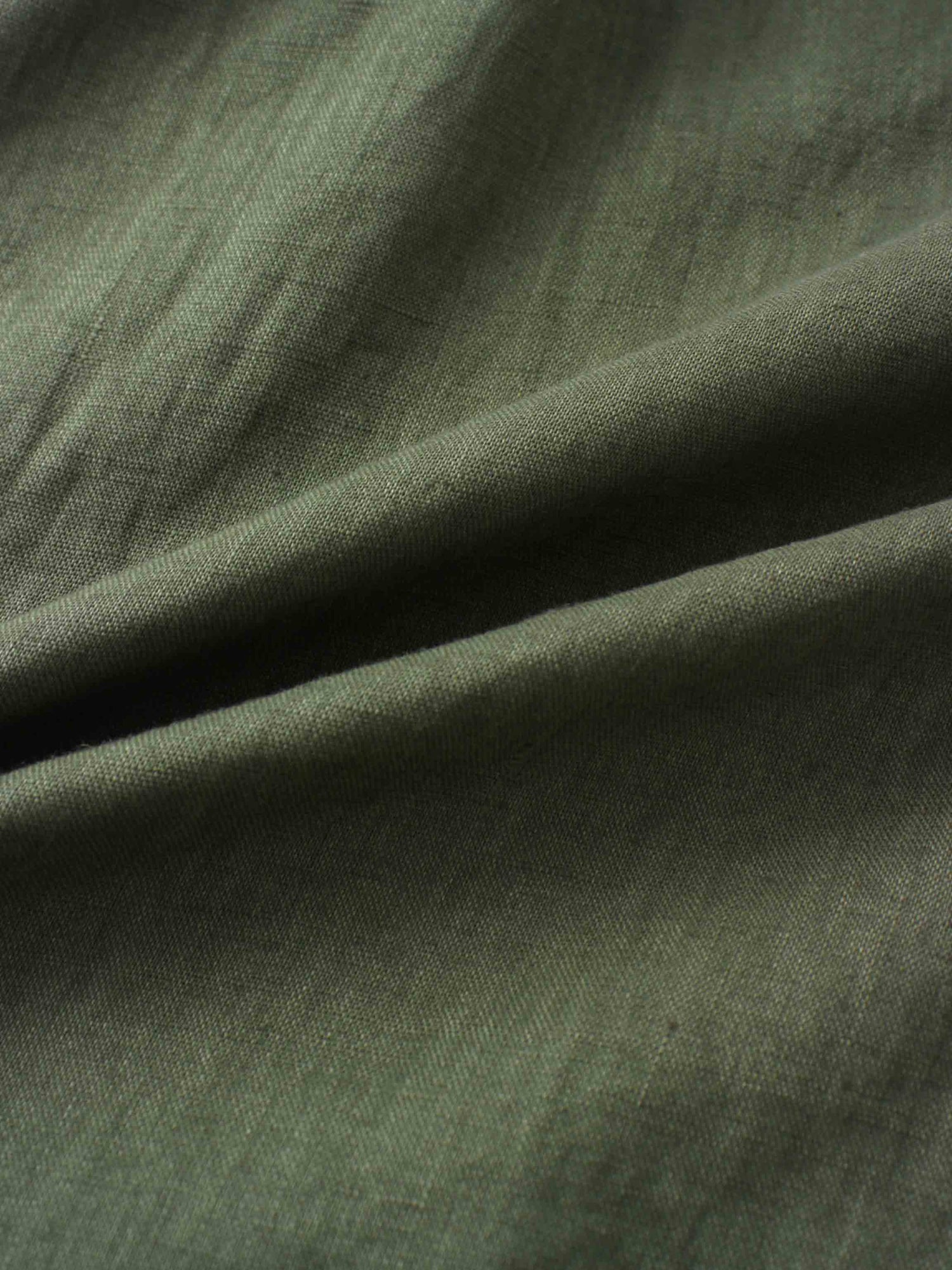 Drawstring Button Down Linen Top-Olive Green