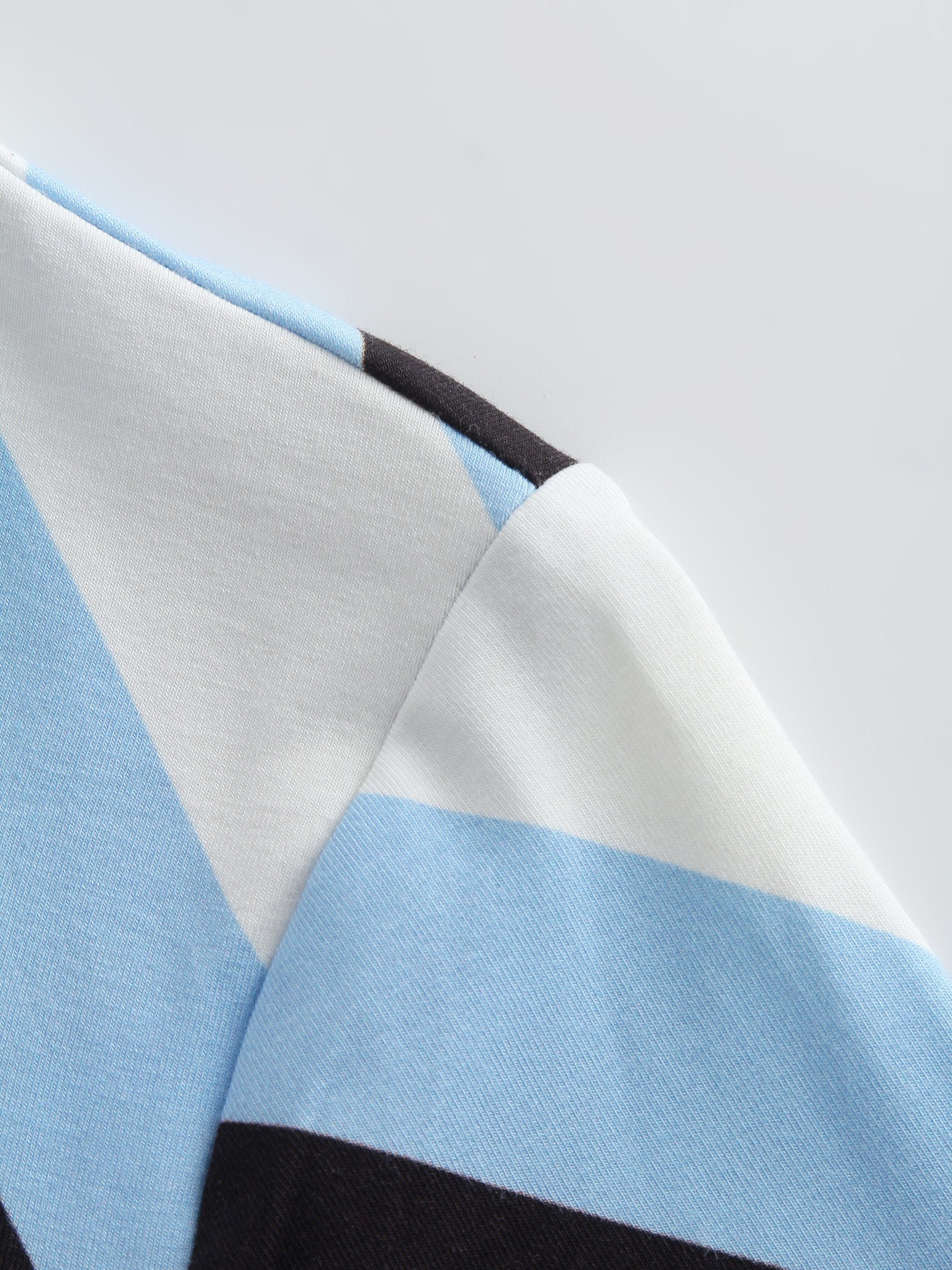 Printed Modal Tee-Light Blue/ B/W Stripe