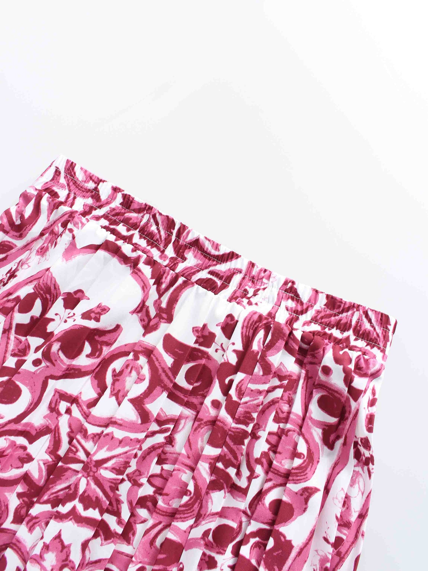 Covered Band Pleated Skirt 37"-Pink Picasso