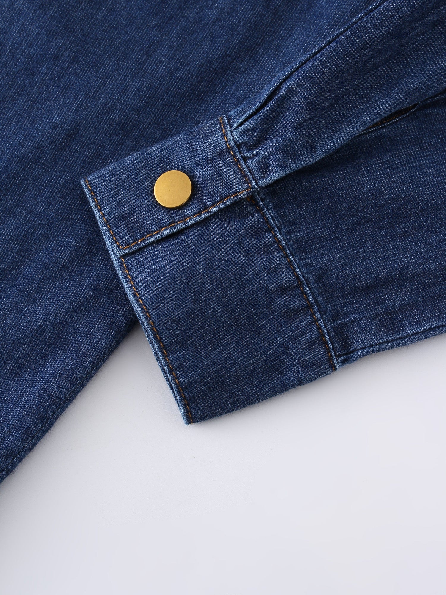 Crossed Stitch Denim Shirt-Blue