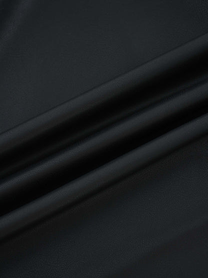 Drop Waist Leather Skirt-Black