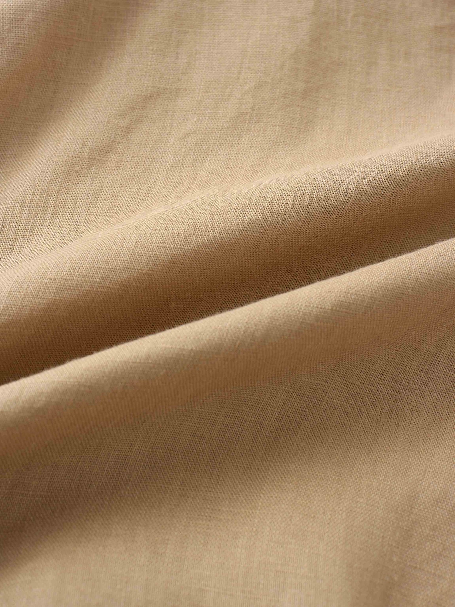 Drawstring Button Down Linen Top-Tan