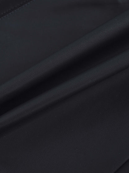 Two Tone Leather Skirt-Black/Blue
