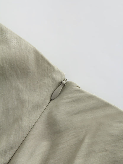 Crinkle Cotton Skirt 38"-Olive