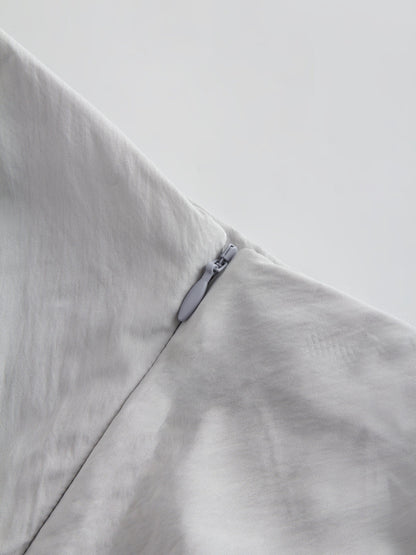 Crinkle Cotton Skirt 38"-Grey