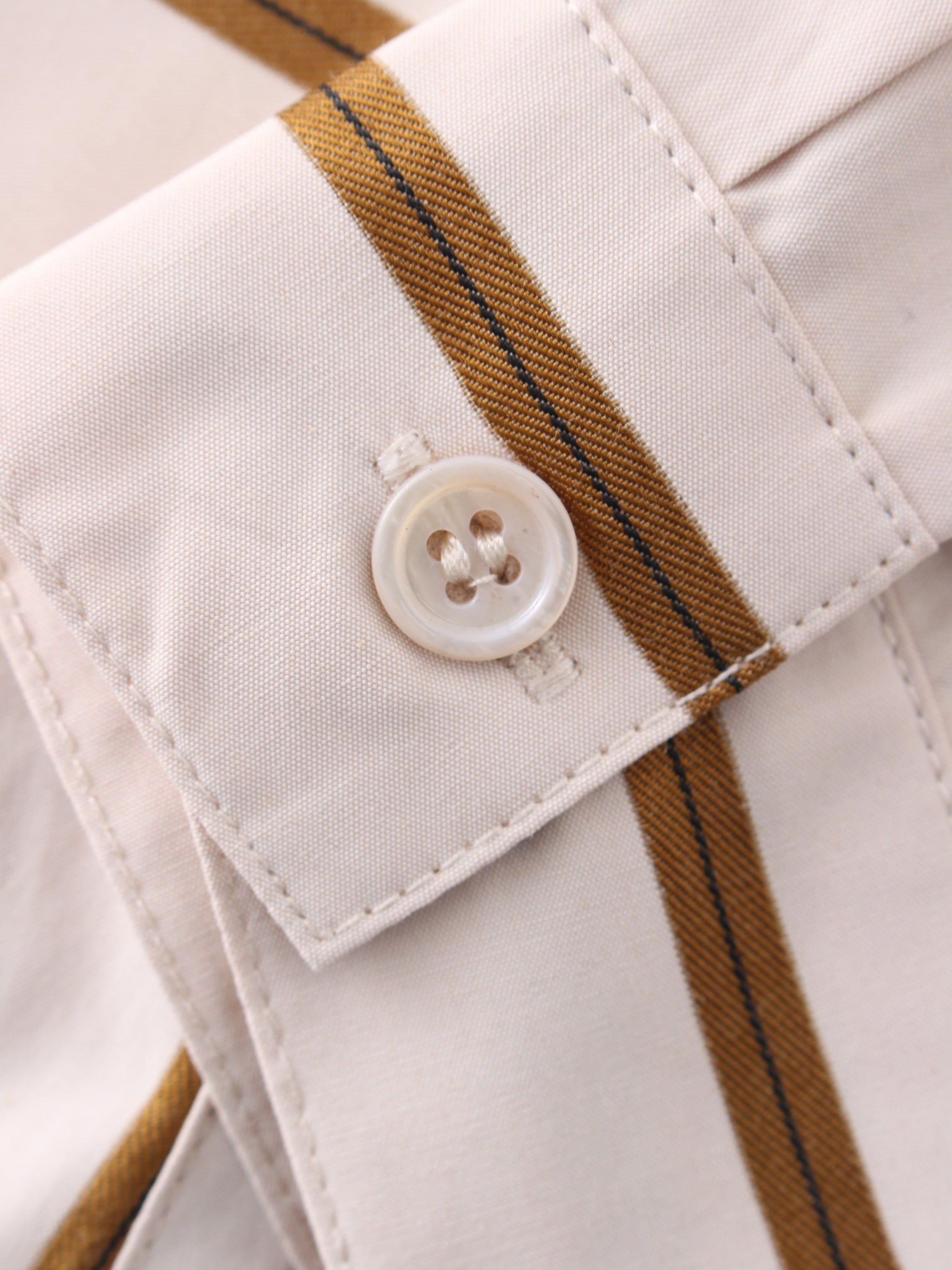 Rounded Hem Button Down Shirt-Tan/Brown