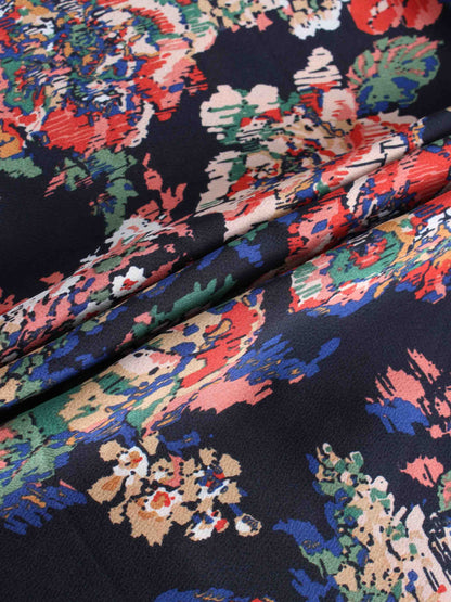 Printed Satin Slip Skirt-Vintage Floral