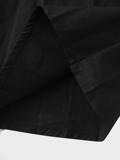 Micro Pleat Elastic Waist Skirt-Black
