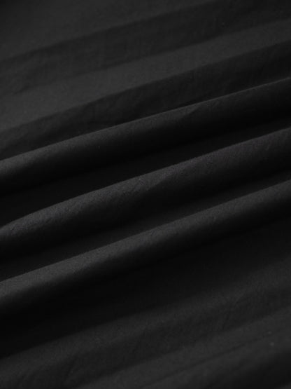 Micro Pleat Elastic Waist Skirt-Black