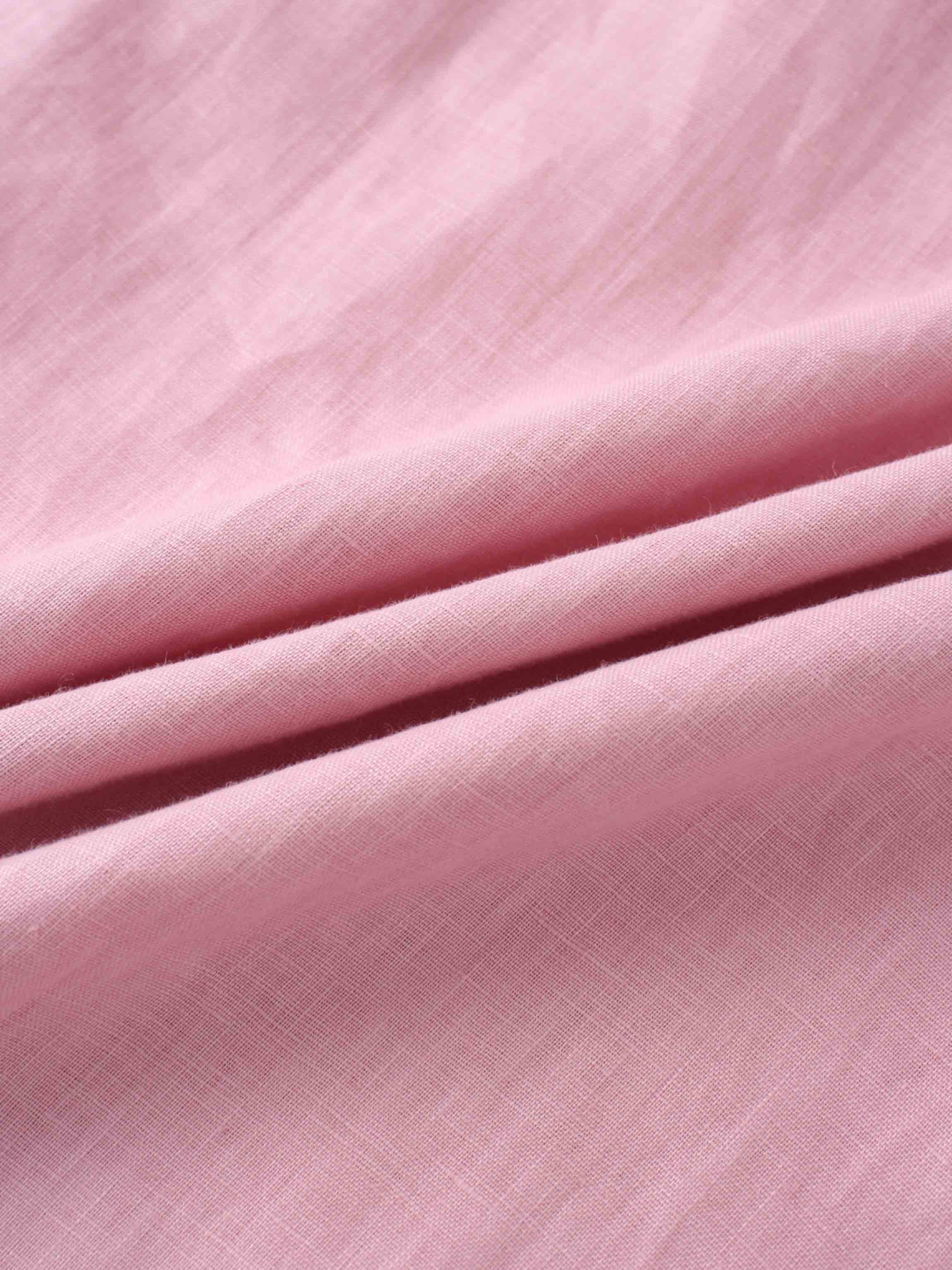 Gathered Waist Linen Skirt-Blush