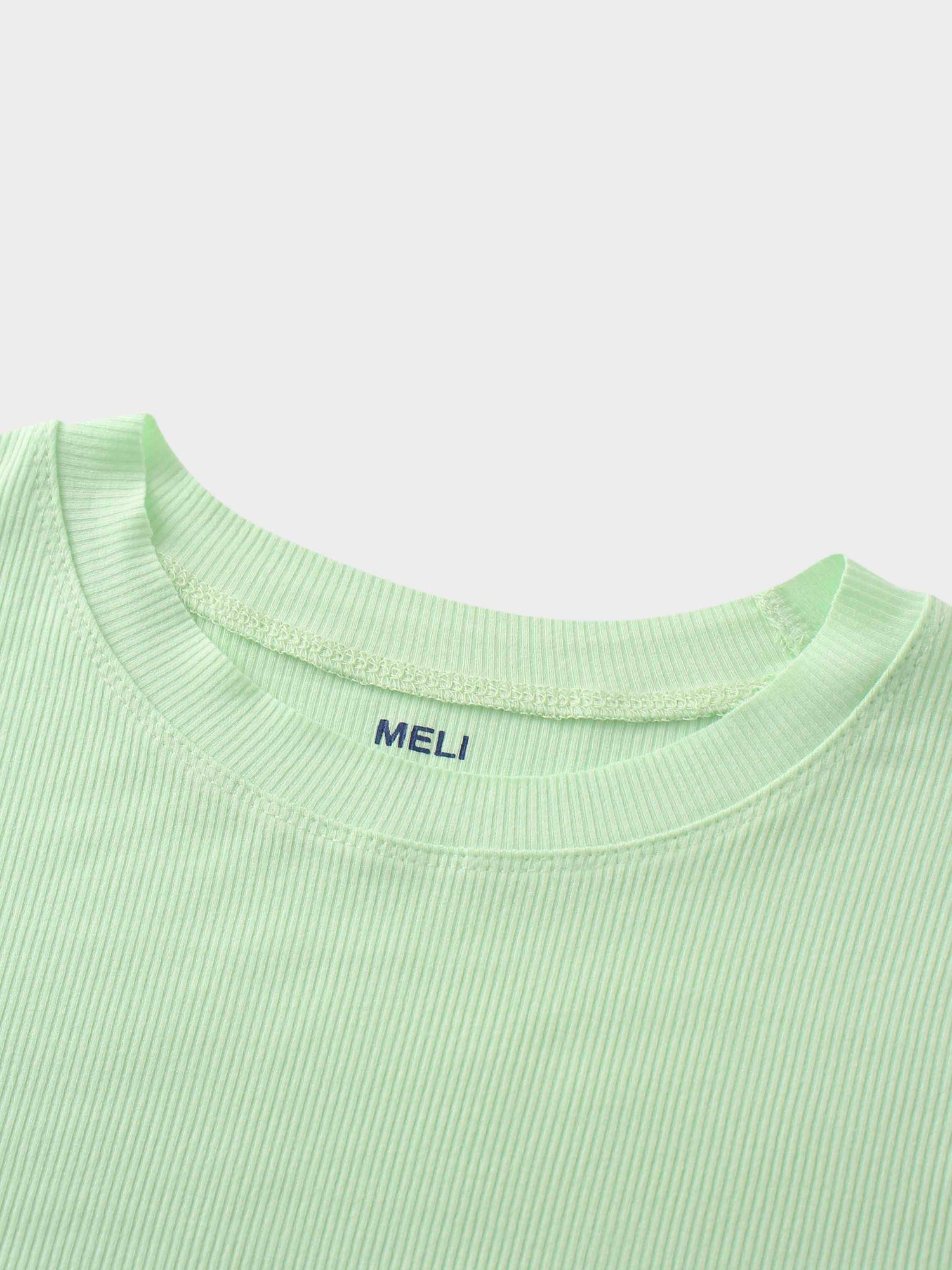 Rounded Hem Ribbed T-Shirt-Mint Green