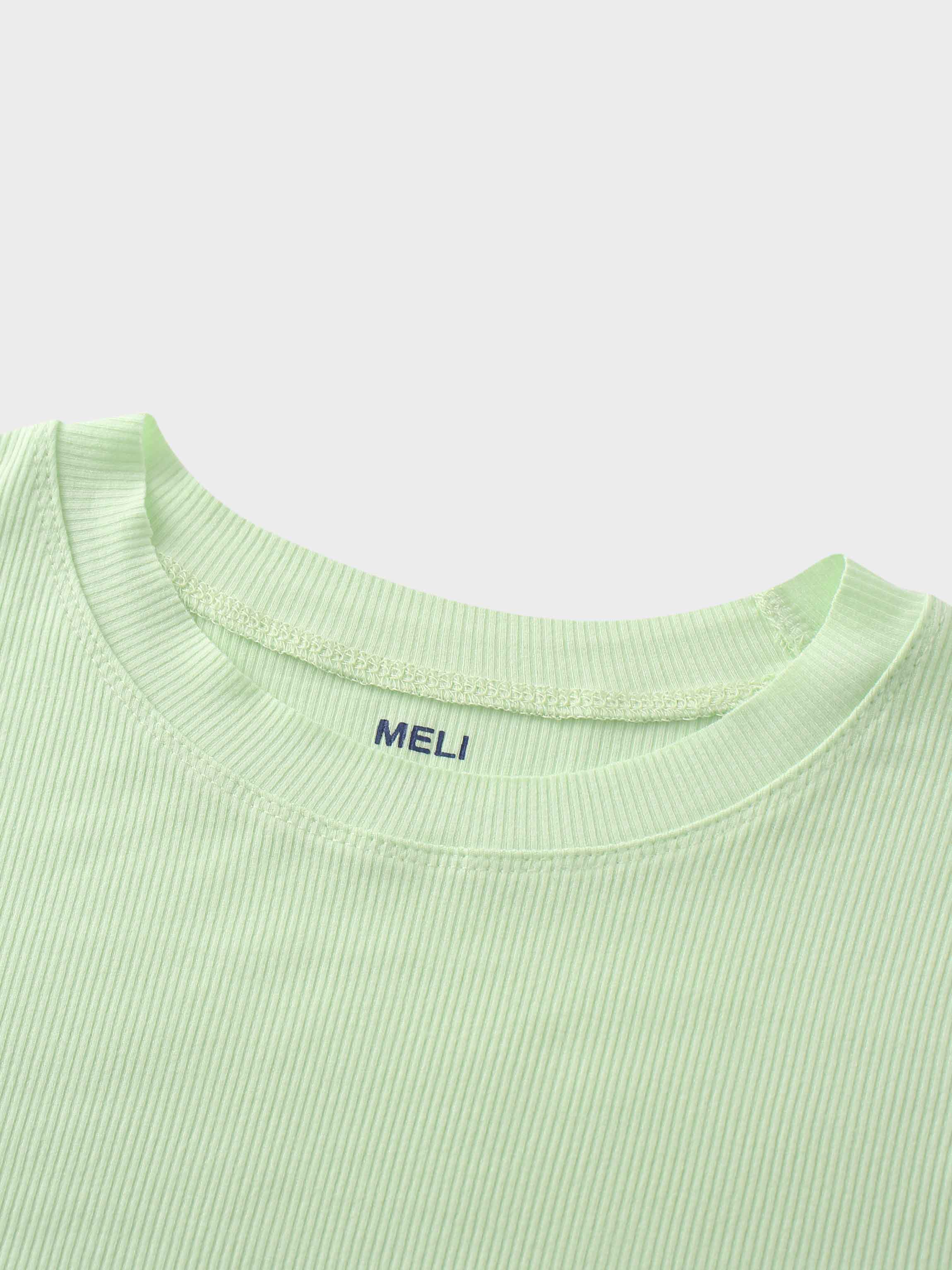Rounded Hem Ribbed T-Shirt-Mint Green