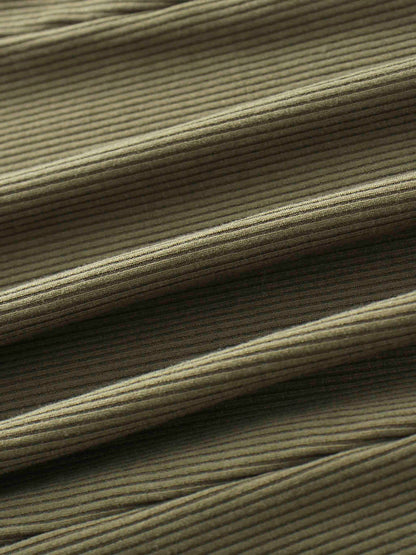 Panel Ribbed Skirt-Olive