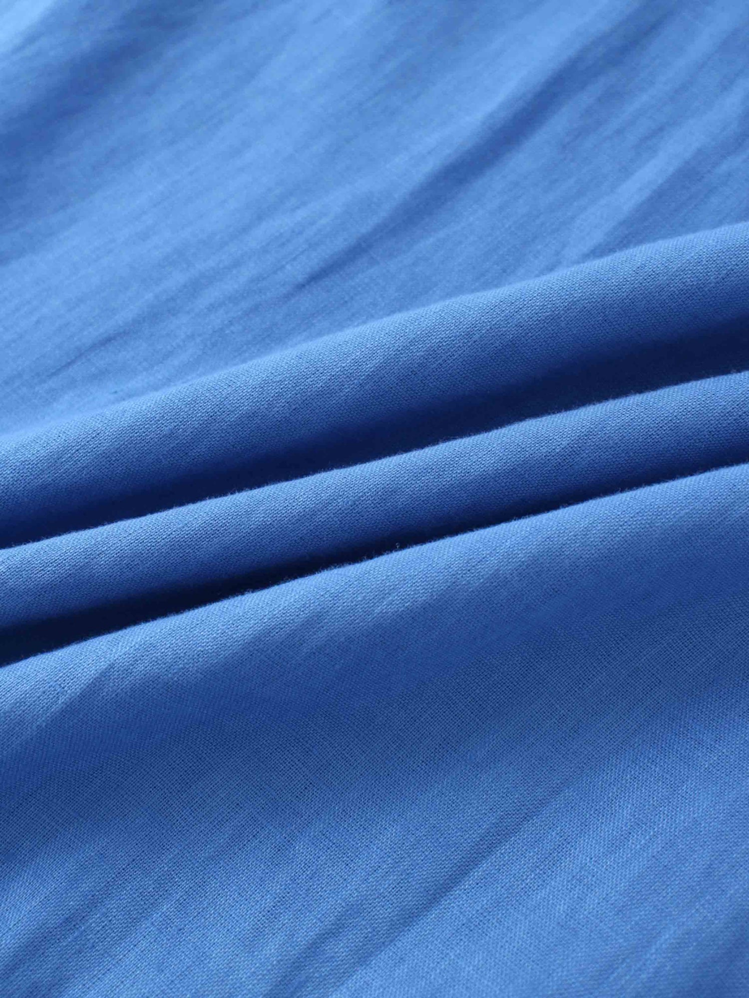 Gathered Waist Linen Skirt-Ocean Blue