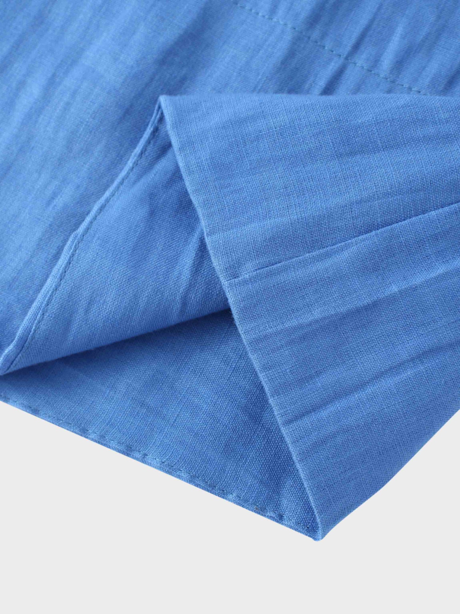 Gathered Waist Linen Skirt-Ocean Blue