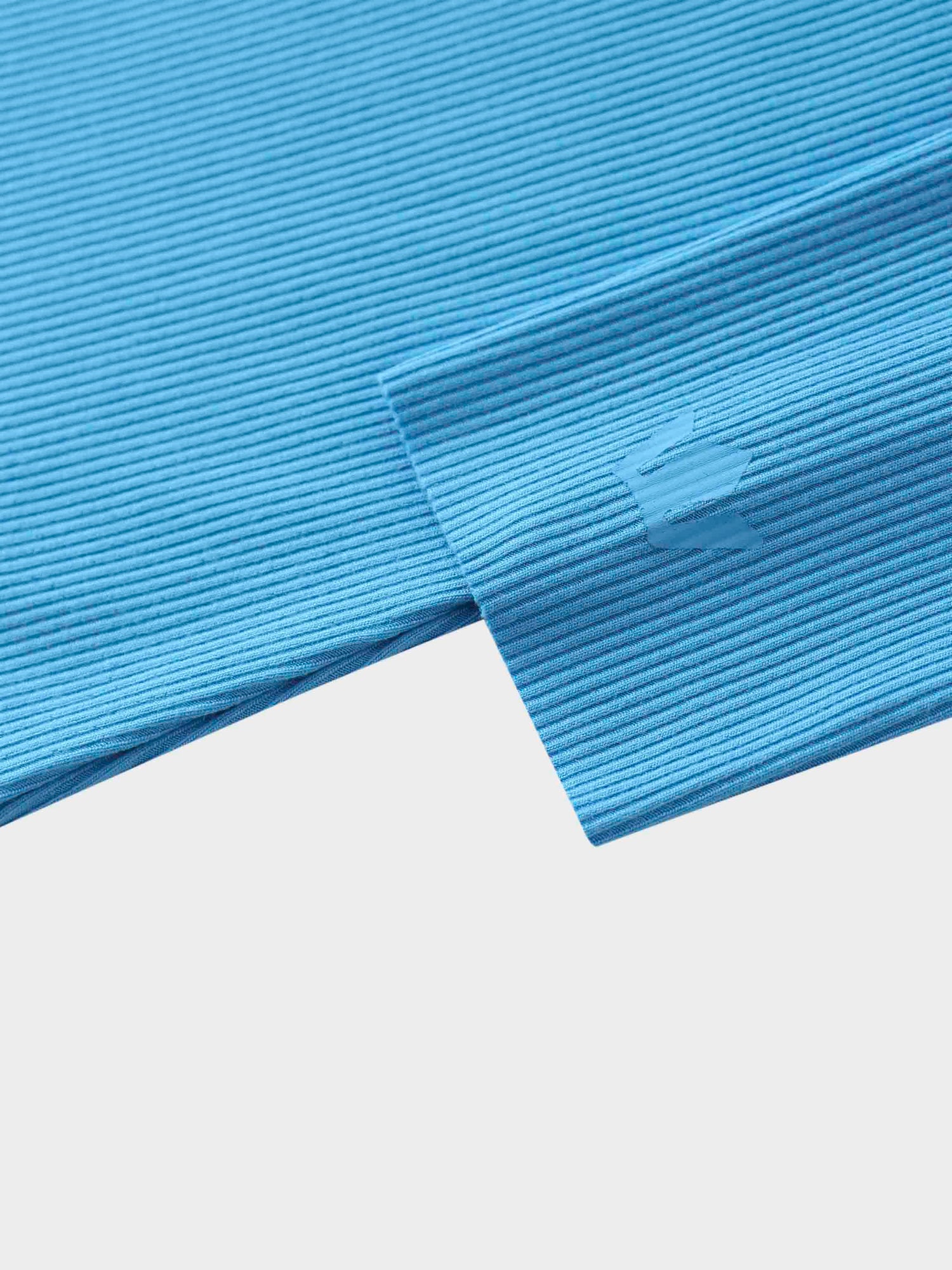 Rounded Hem Ribbed T-Shirt-Sky Blue