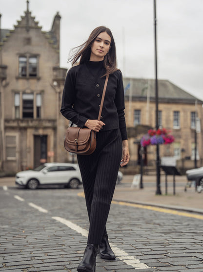 Knit Ribbed Maxi Skirt-Black