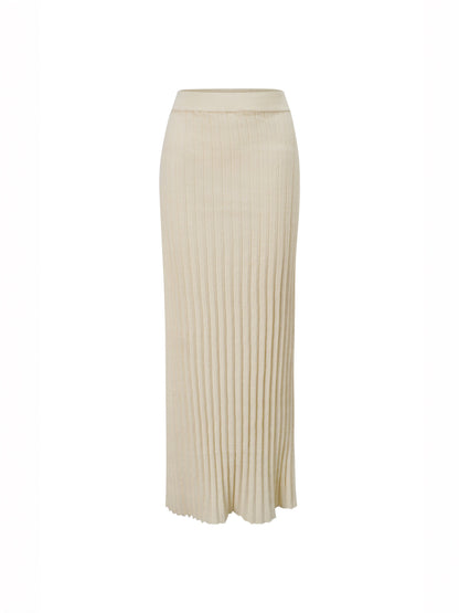Knit Ribbed Maxi Skirt-Ivory