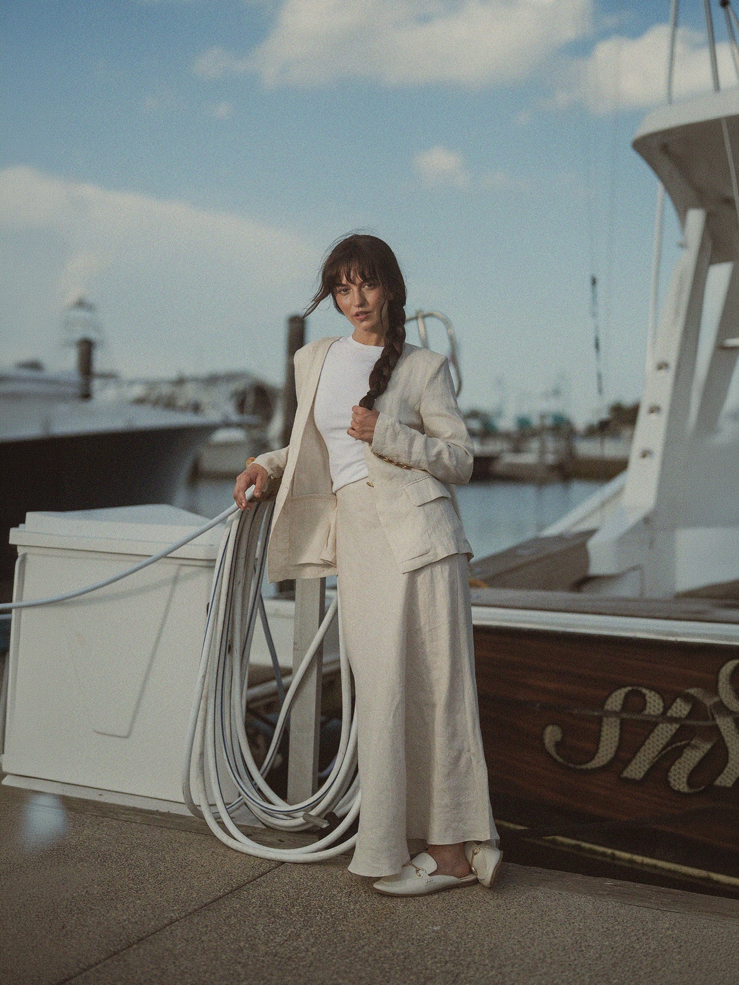 Linen Slip Skirt-Ecru