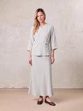 Linen Slip Skirt-Grey