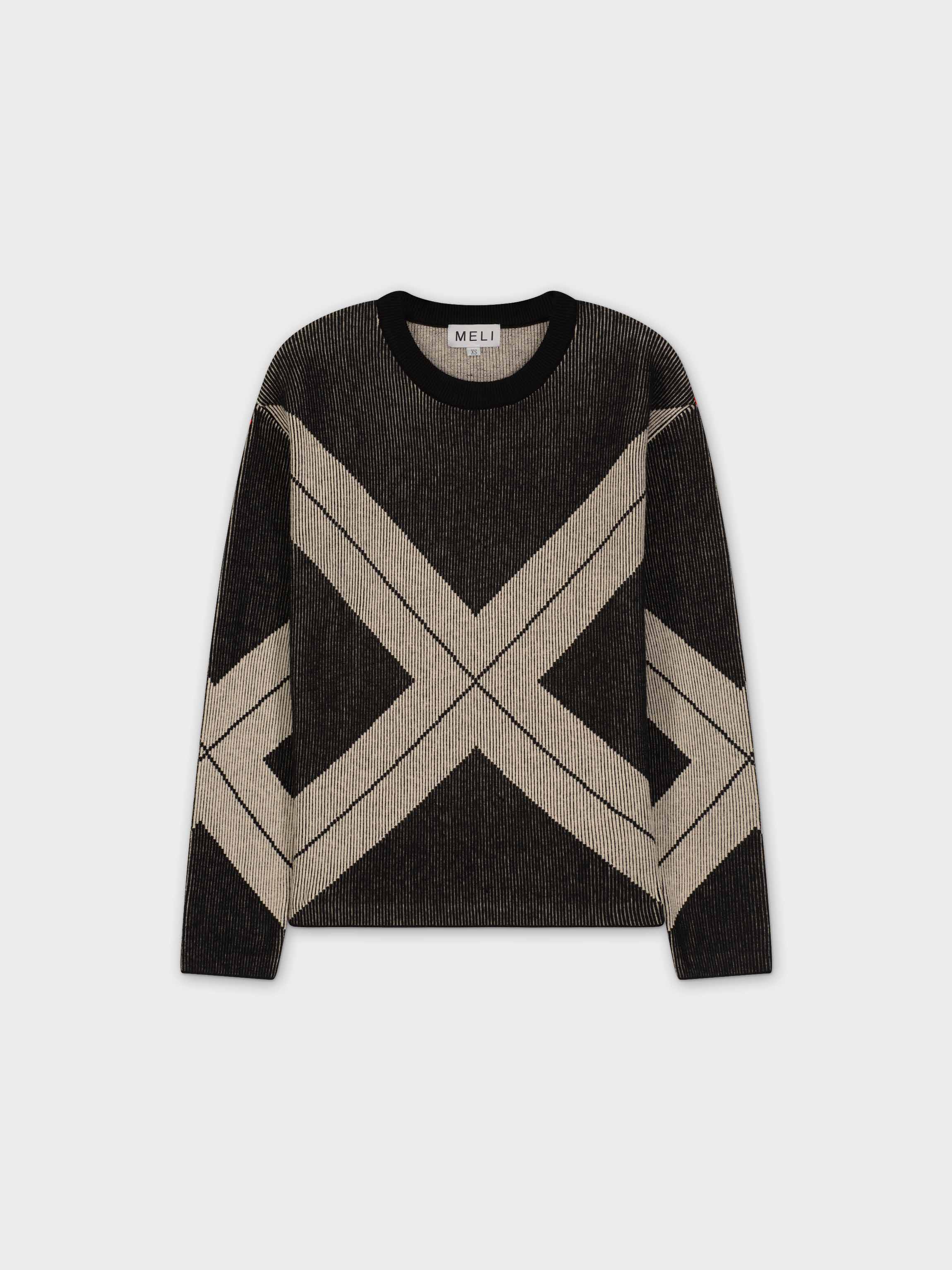 X DESIGN SWEATER-BLACK/WHITE