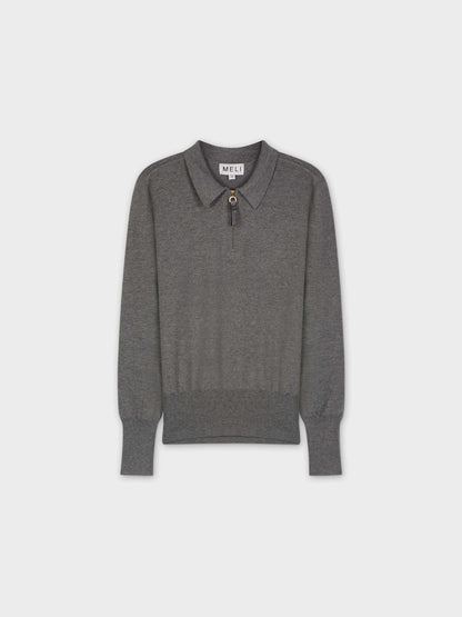 ZIPPER COLLAR SWEATER-GREY