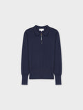 ZIPPER COLLAR SWEATER-NAVY