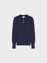 ZIPPER COLLAR SWEATER-NAVY