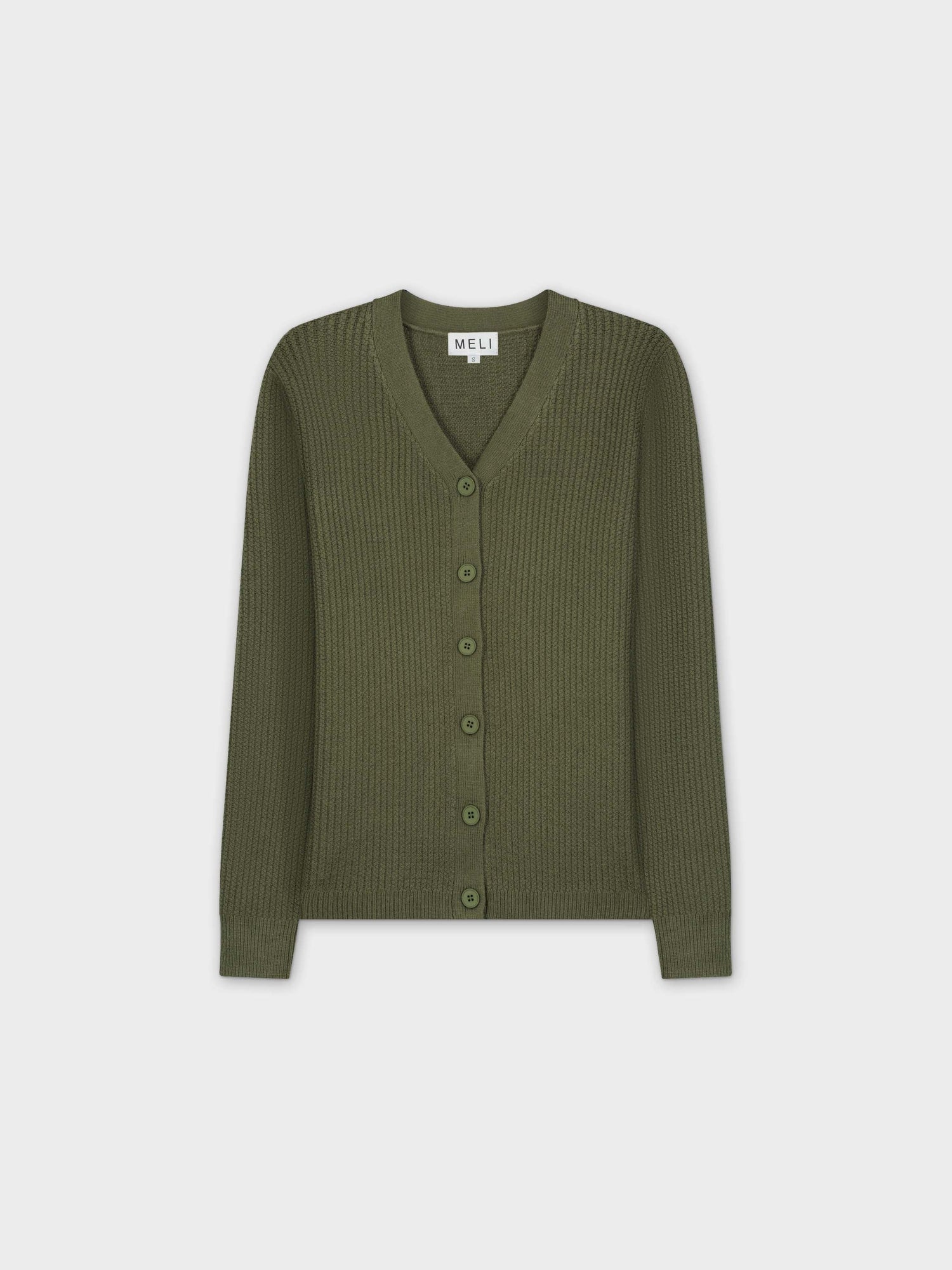 WAFFLE CLASSIC CARDIGAN-GREEN