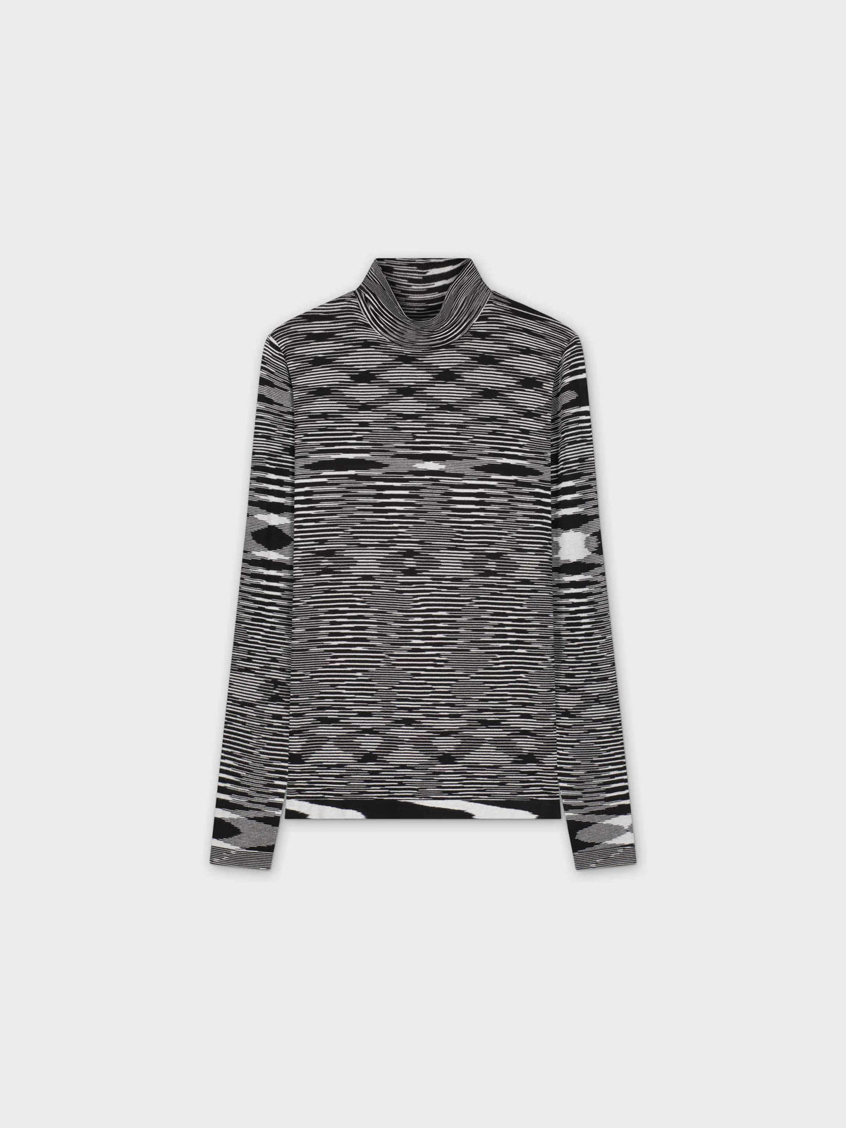 ABSTRACT STRIPE KNIT TURTLENECK-BLACK/WHITE