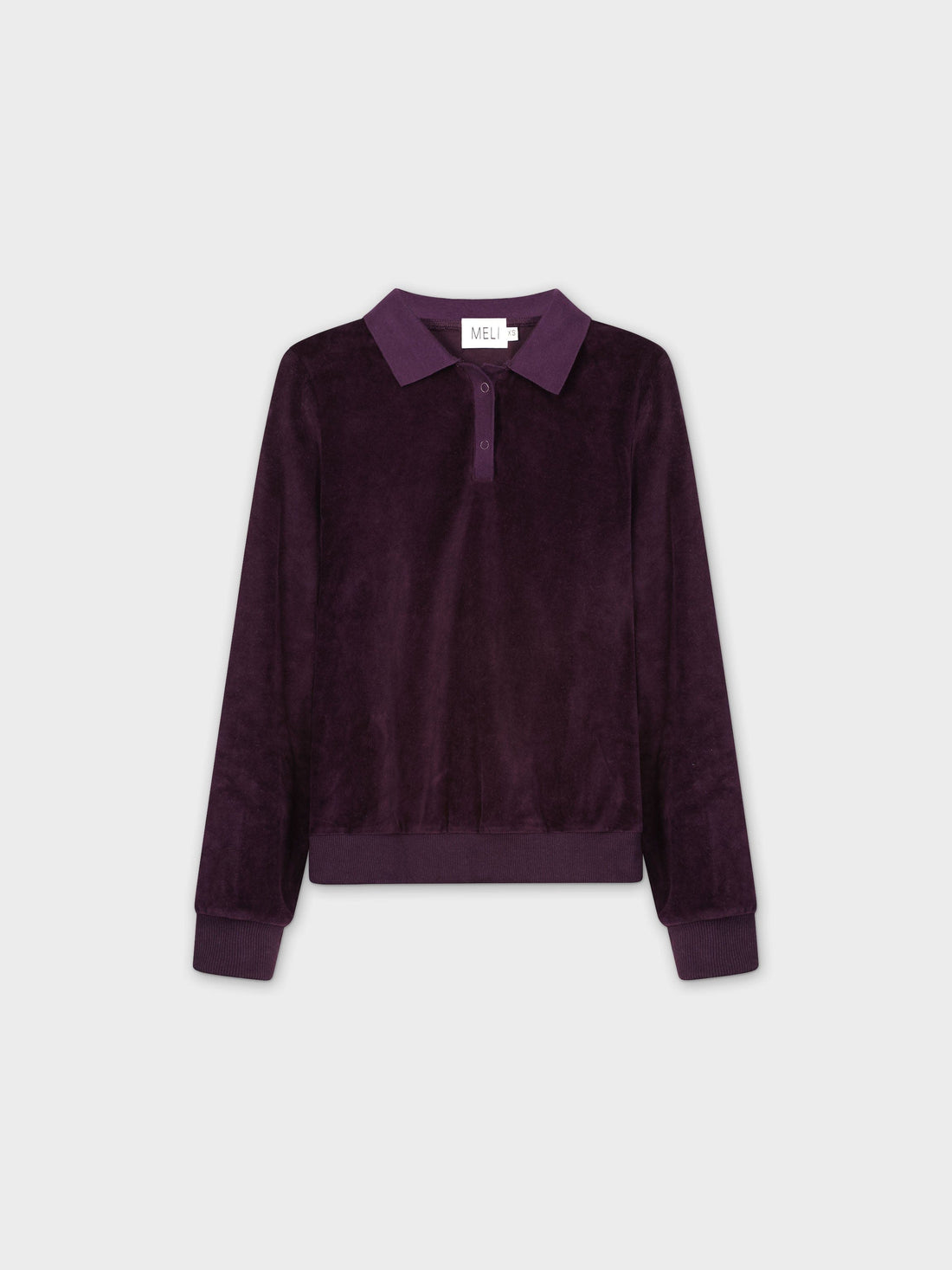 VELOUR COLLAR SWEATSHIRT-EGGPLANT