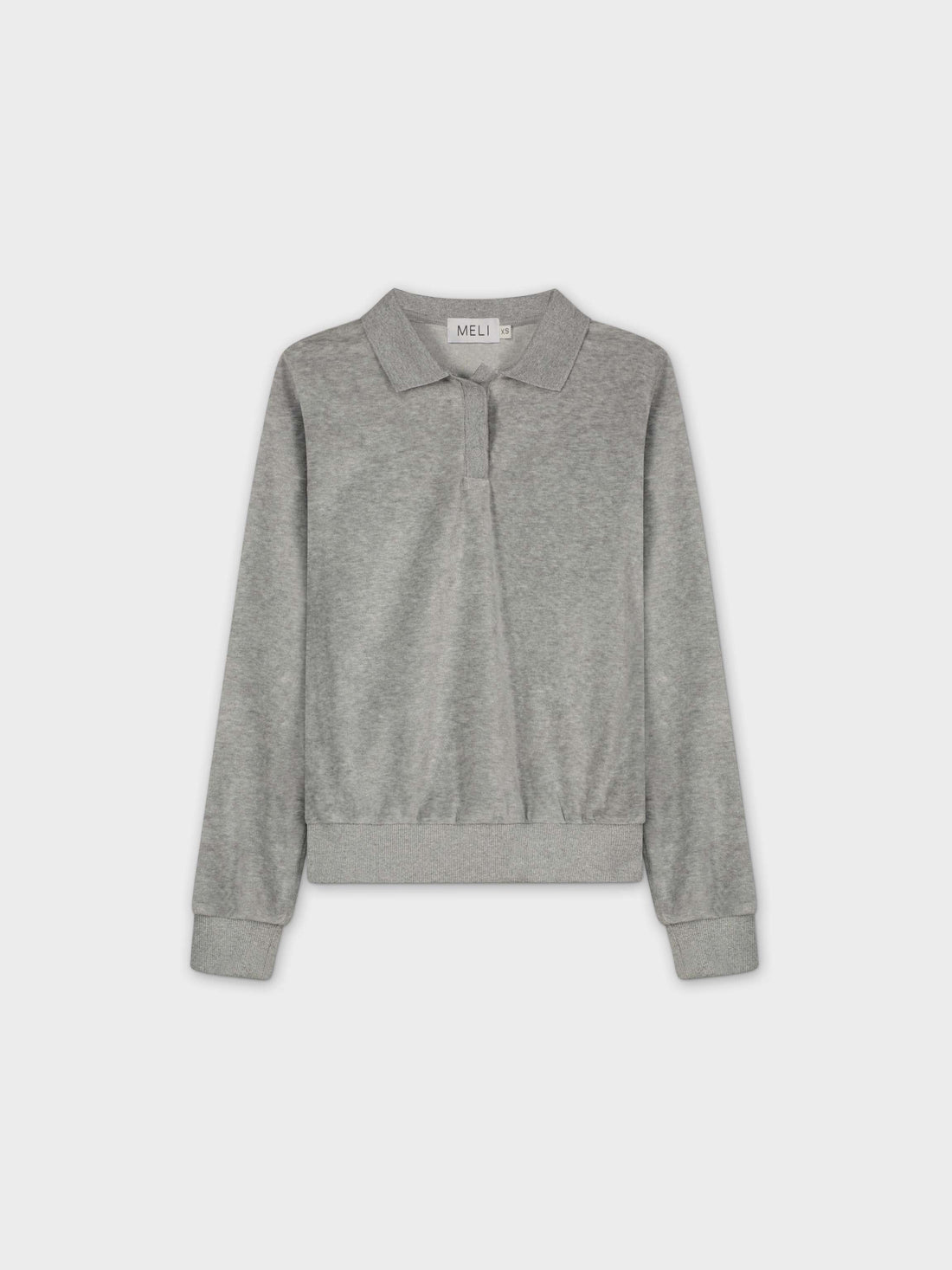 VELOUR COLLAR SWEATSHIRT-LIGHT GREY