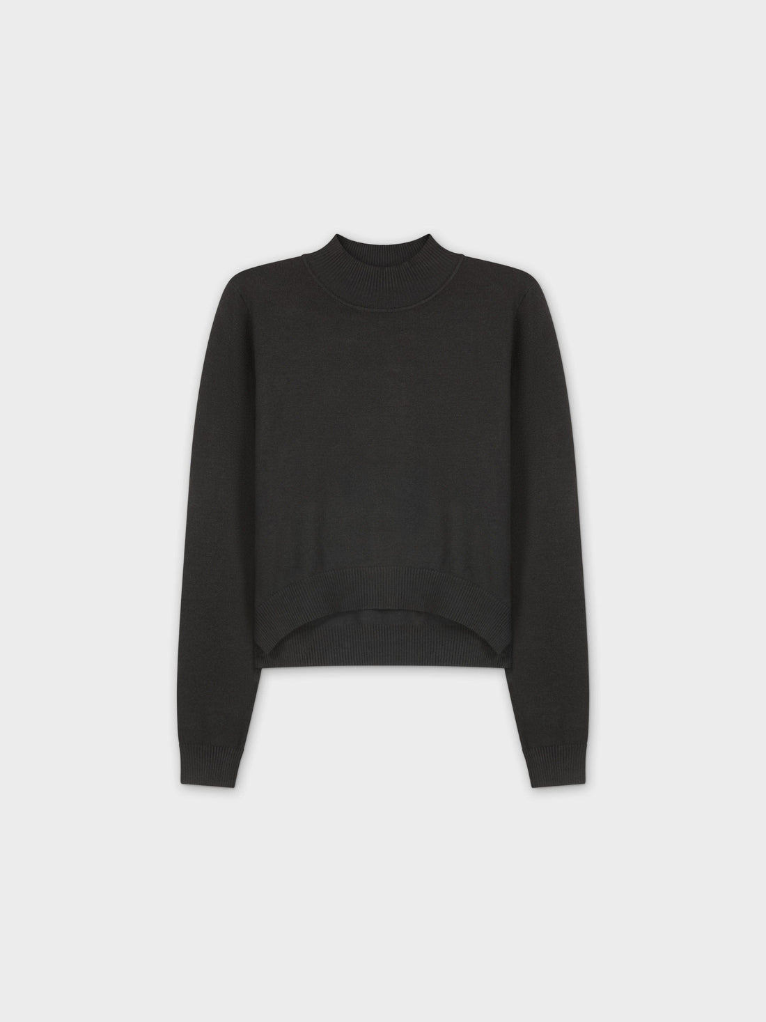 Crop Mock Neck Turtleneck-Black