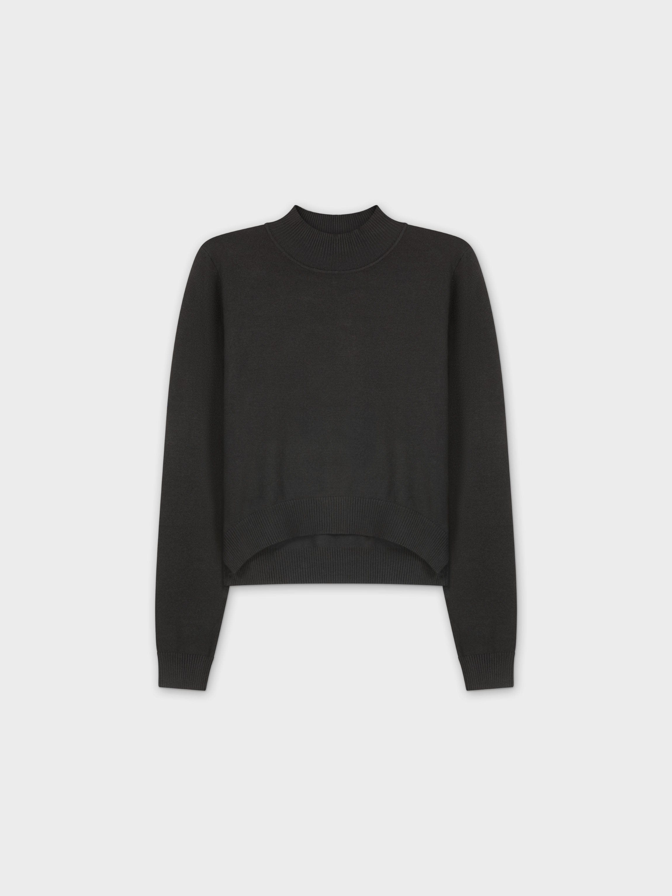 Crop Mock Neck Turtleneck-Black