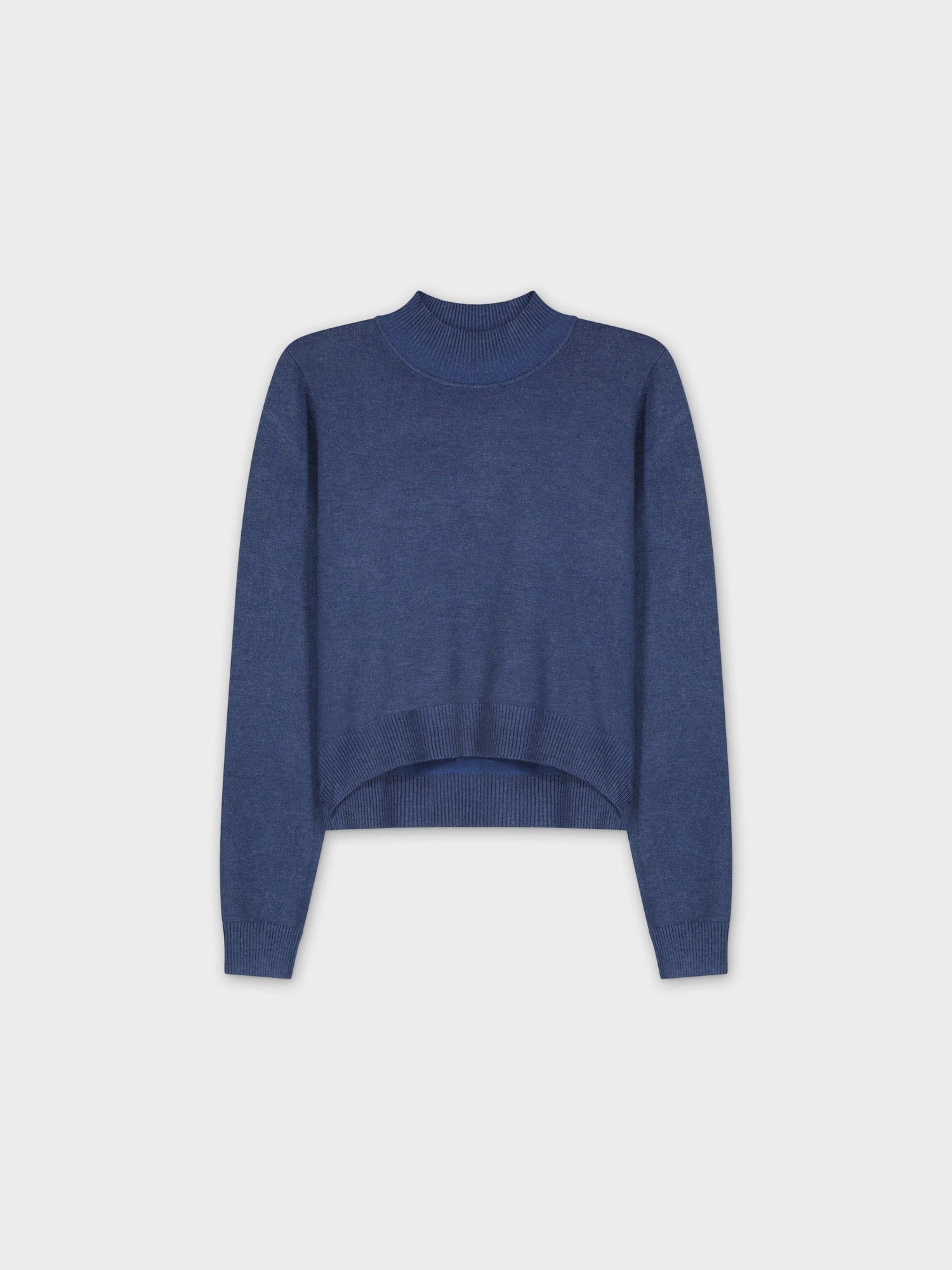 Crop Mock Neck Turtleneck-Blue