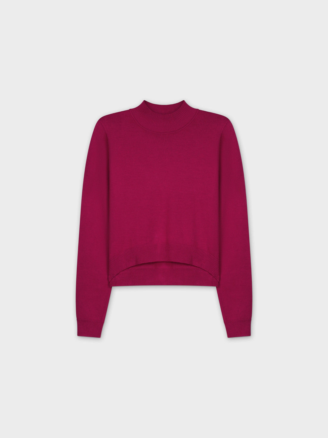 Crop Mock Neck Turtleneck-Magenta