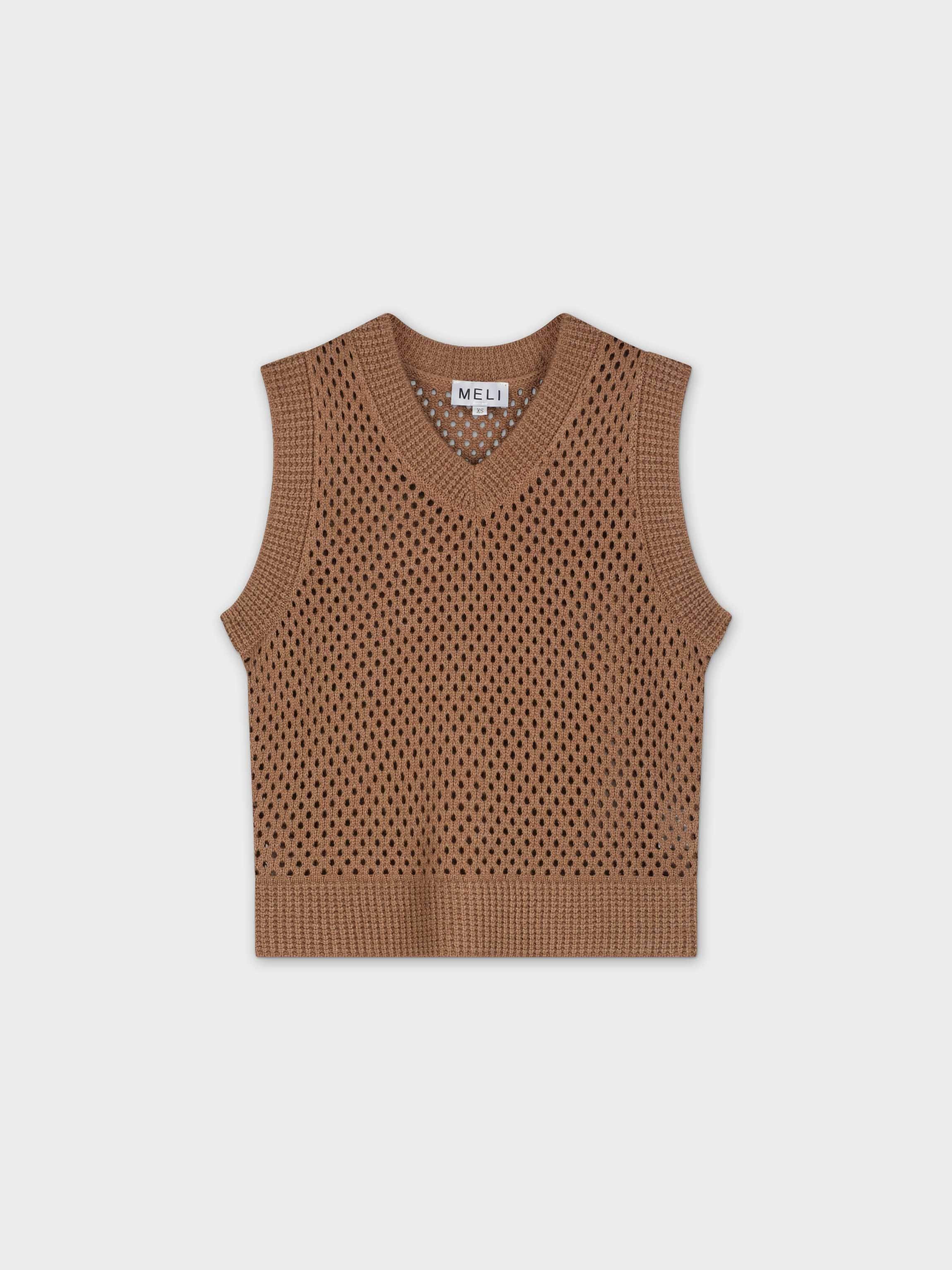 Crochet Vest-Brown