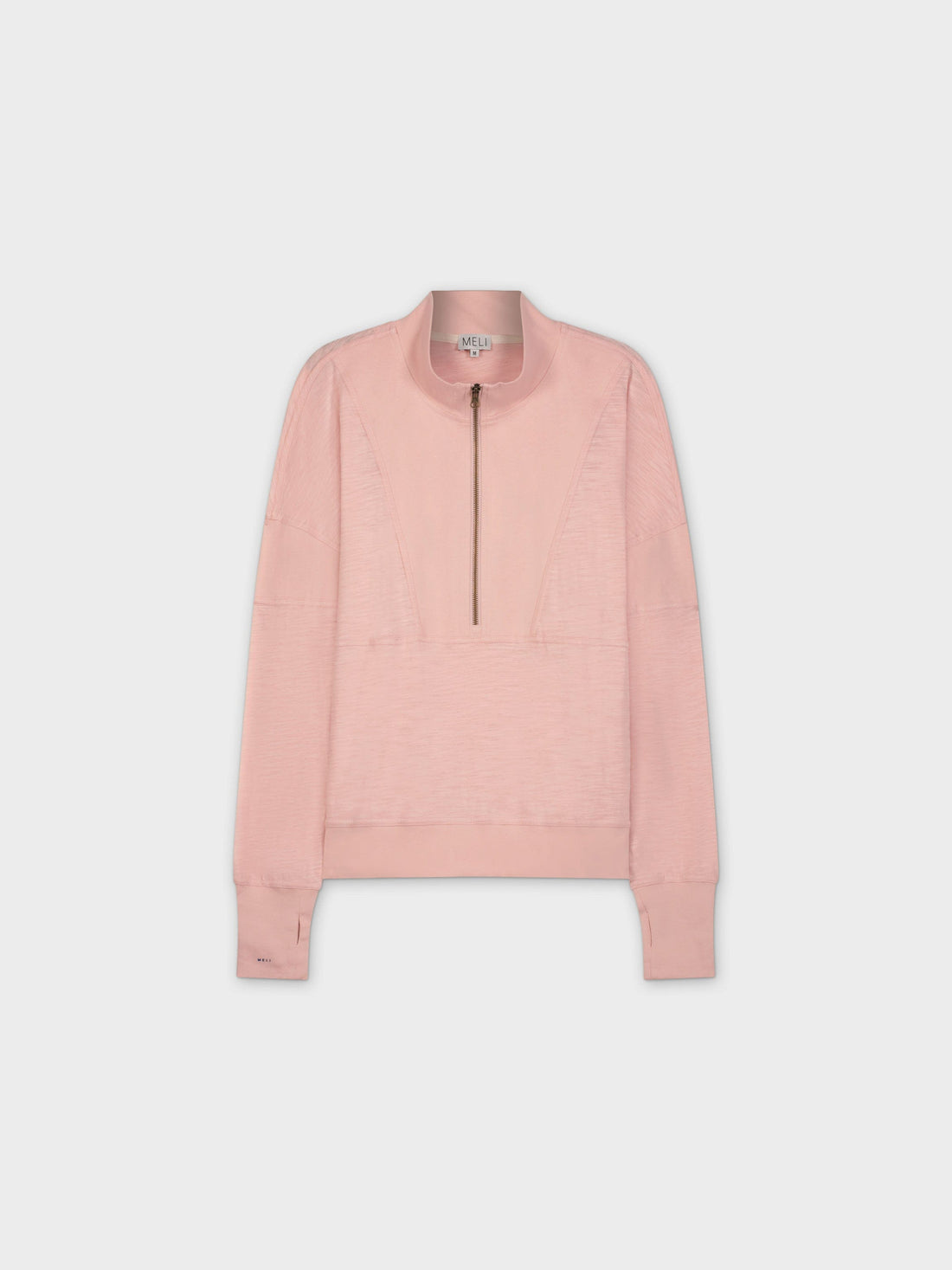 MIXED KNIT HALF ZIP-MAUVE