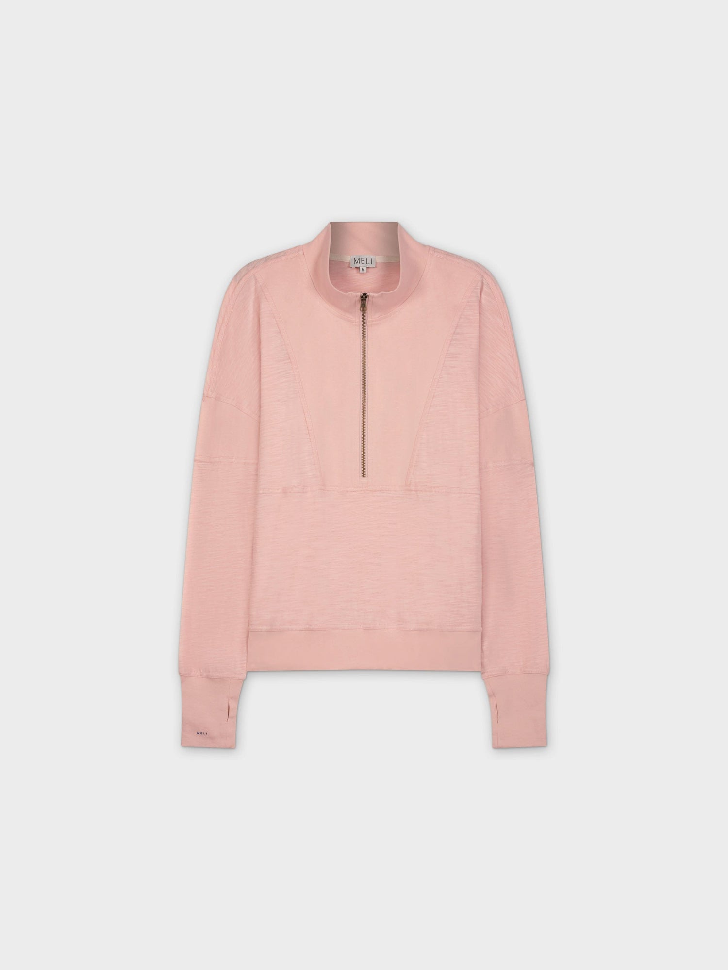 MIXED KNIT HALF ZIP-MAUVE