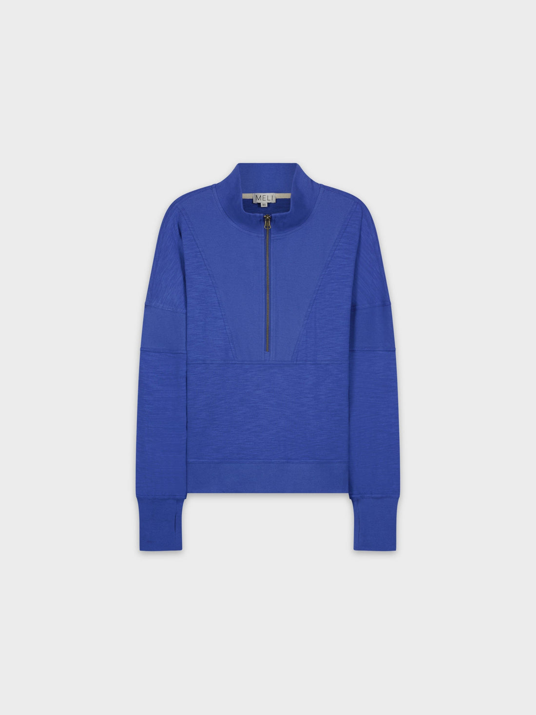 MIXED KNIT HALF ZIP-COBALT BLUE