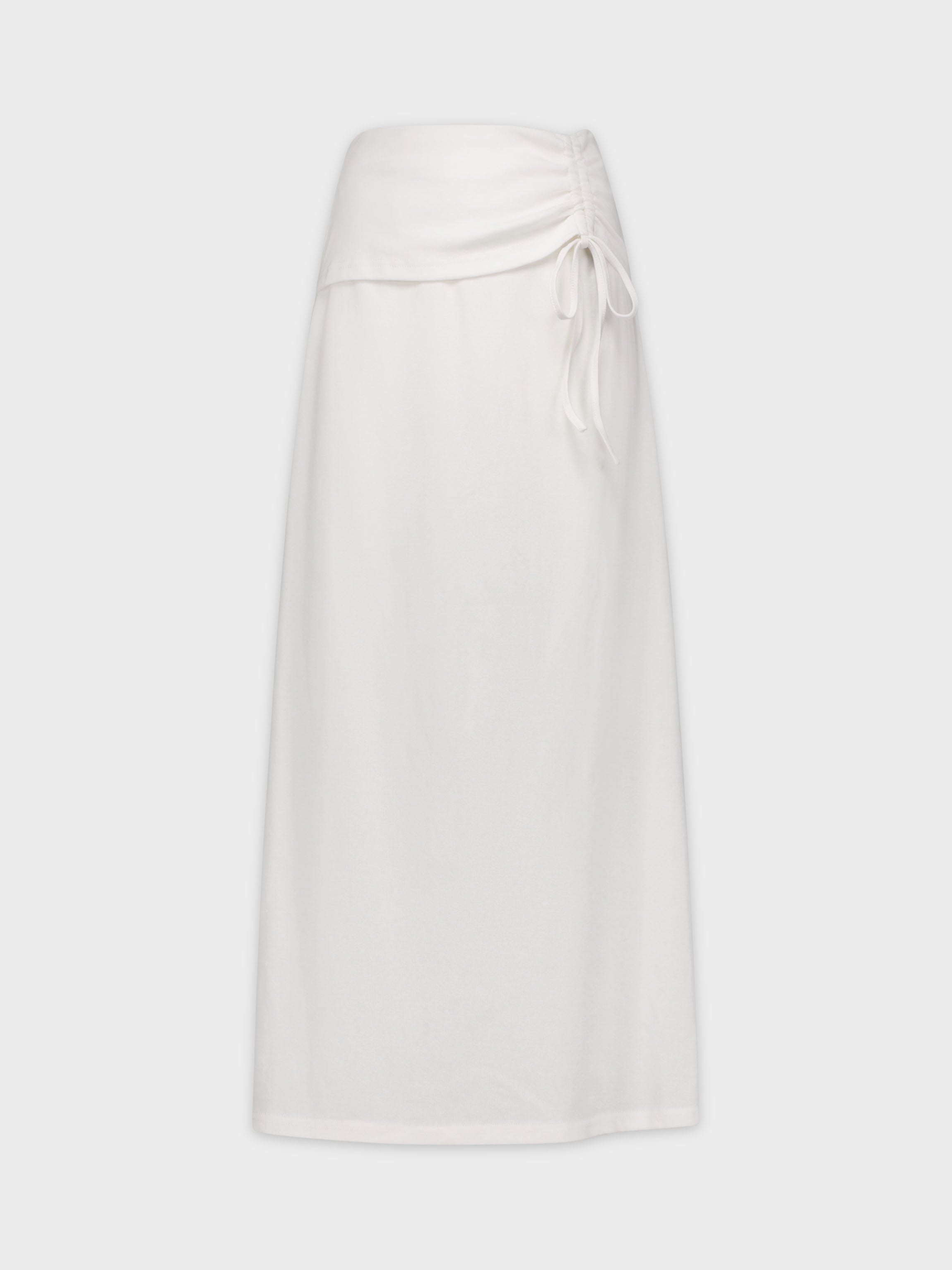 OVERLAY SHIRRED SKIRT-WHITE