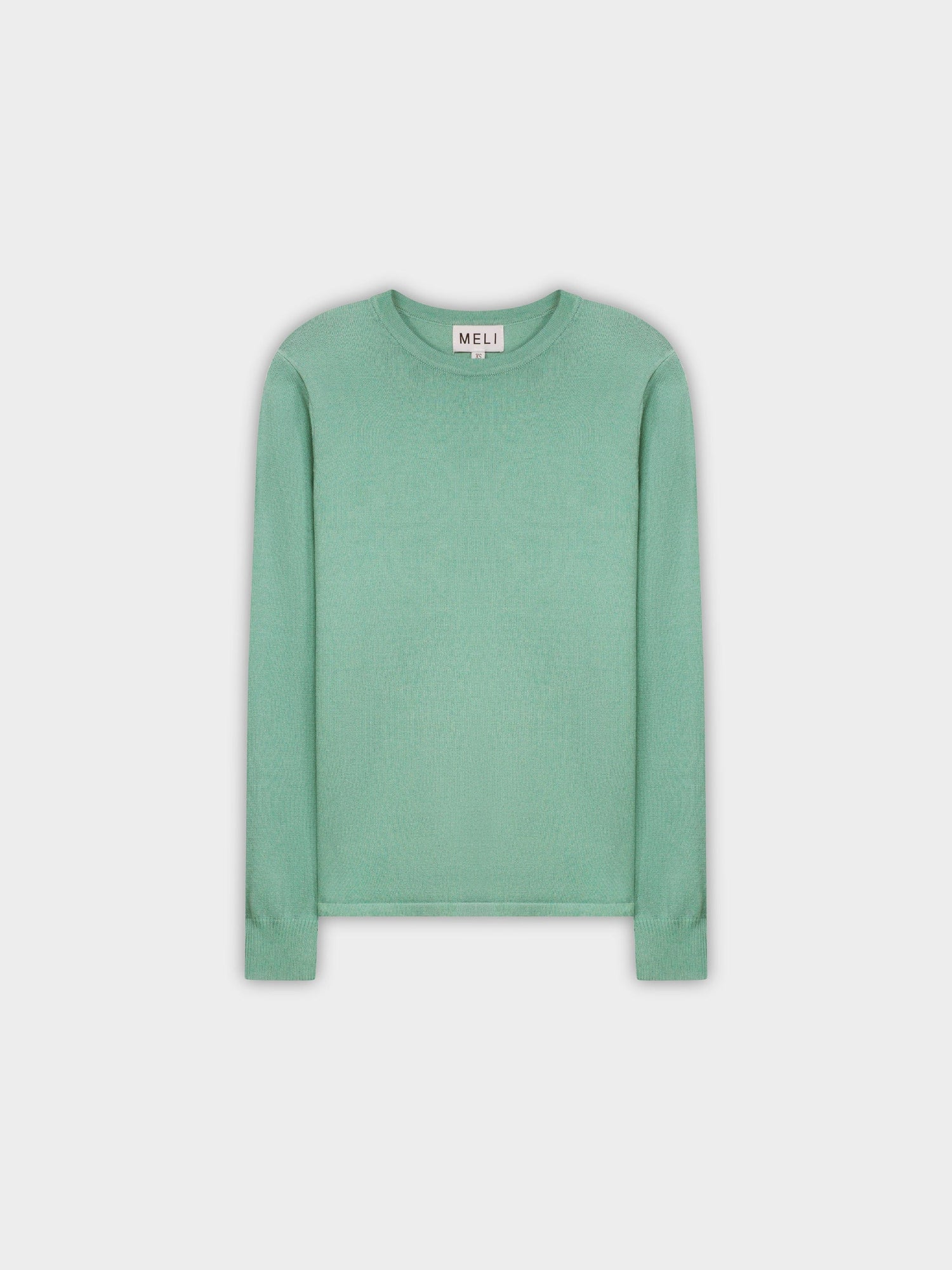 THIN KNIT CREW SWEATER-SAGE